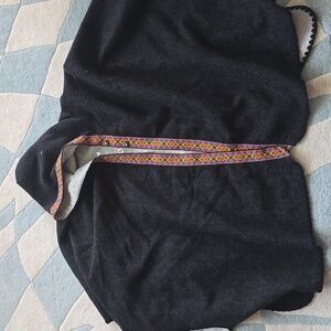 Black Hooded Cape with Colorful Trim